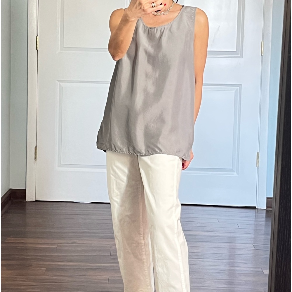 Garnet Hill 100% silk gray shell top blouse size 8